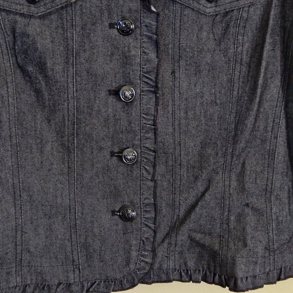 Sandro Denim Ruffle Jacket Size SP - Picture 5 of 6